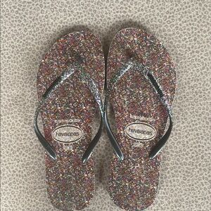 Havaianas Glitter Strap Black Flip Flops